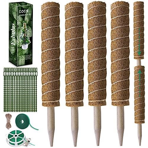 Fabulas Moss Pole 47.5 Inch - Monstera Plant Support, 3Packs 16 Inch Plant Stakes for Indoor Plants Coco Coir Moss Pole Sticks for Climbing Potted Live Plants, Pothos, Philodendron, with Garden Ties