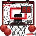 Toys for Ages 8-13, Basketball Hoop Indoor, Mini Basketball Hoop for Boys and Adults with Cool LED Lights Boys Gifts Basketball Toys Gifts Room Accessories for Teen Boy 8 9 10 11 12 (Medium, BLACK+RED)