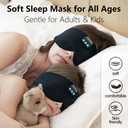 Joythink Sleep Headphones Sleep Mask Kids Children Wireless Music Eye Mask Sleeping Headphones Headband for Side Sleepers Silk Sleep Mask with Wireless Headphones Ultra-Thin Stereo Speakers