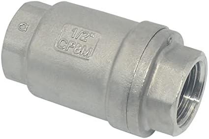 Dsmpipeft NPT Female WOG1000 Check Valve,Vertical Check Valve,NPT Spring Loaded in-line Low Cracking Pressure,Stainless Steel SS316 CF8M (1/2")