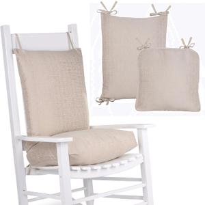 Rocking Chair Cushions Indoor Large Set Modern No Tuft Design, Premium Champagne Cream Colored Fabric, Non-Slip Surface, and Secured Ties Indoor Rocking Chair Cushion