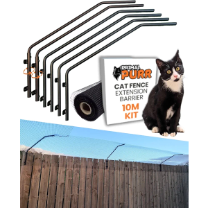 Cat Fence Outdoor Barrier - 10m Kit - Top of Fence Height Extender Solution for Pets - Wall Topper – Invisible Solution for Small Dogs - Cat proofing Fence Extension - Catio - Stop Pets Jumping Over