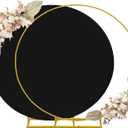 6.6ft Round Backdrop Stand and Black Covers 1 Stable Balloon Arch Stand with Base and 1 Polyster Circle Arch Covers Metal Wedding Arch Backdrop Stand Frame for Parties Baby Shower Garden Decorations