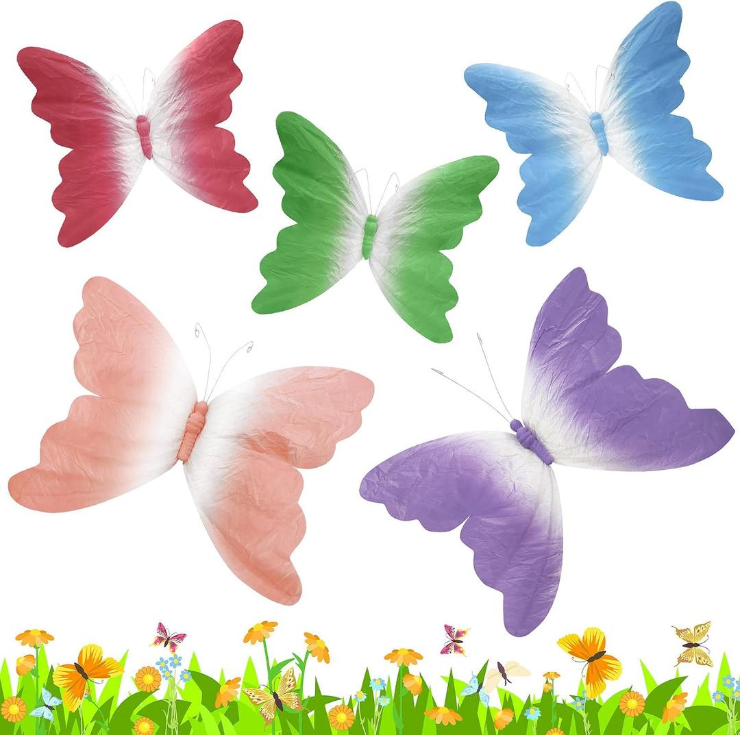 5 Pack Large 3D Paper Butterfly Decorations 15.7" and 11.8" Hanging Butterflies for Weddings, Baby Showers Themed Parties