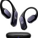 True Wireless Bone Conduction Earphones, OWS Open Ear Headphones with Earhooks, Bluetooth 5.3, Up to 60H Playtime with Case, IP68, AAC/SBC, for Cycling Yoga Workouts (Black)