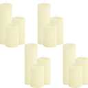 12-Pack Ivory Pillar Candles Bulk Set - 2x3, 2x4, 2x6 Inch Unscented Dripless Pillar Candles for Weddings, Home Decor & Centerpieces - Clean Burning Smokeless Decorative Candles (12 Flat-top)