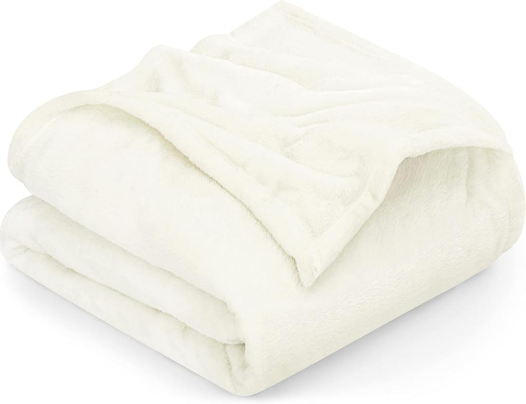 Utopia Bedding Fleece Blanket California King Size Ivory 300GSM Luxury Fuzzy Soft Anti-Static Microfiber Bed Blanket (102x96 Inch)