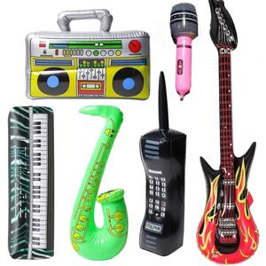 Inflatable Rock Star Set Guitars Inflatable Saxophone Bass Lute Microphones Mobile Phone Recorder Piano 70s 80s 90s Party Decoration Photo Props