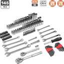 Amazon Basics Mechanic's Socket Tool Set With Case, Metric Sizes, 145-Piece