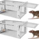 TeqHome Humane Rat Trap, 2 Pack Small 1-Door Live Chipmunk Trap That Work for Indoor and Outdoor, Easy to Catch and Release Live Animal Traps Mouse Cage Traps Reusable for Rodents Mice Voles Hamsters