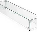 GASPRO 29 x 13 Inch Glass Wind Guard for Rectangular Fire Pit Table, Thick and Sturdy Tempered Glass Panel with Hard Aluminum Corner Bracket & Rubber Feet, Easy to Assemble