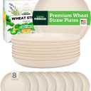 Grow Forward Premium Wheat Straw Plates - 10 Inch Reusable Hard Plastic Dinner Plates Set of 8 - Unbreakable & Microwave Safe Dishes for Dessert, Camping, RV, Outdoors, Patio, Kitchen - Sahara