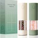 Electric Salt & Pepper Grinder Set (2 Pack)  USB Rechargeable, Adjustable Coarseness, One-Handed Operation with LED Light  Automatic Spice Mill Shaker for Kitchen, Dining, or Camping