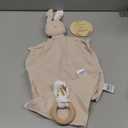 Organic Cotton Baby Gift Set - 4-Piece Muslin Bunny Lovey, Teether Ring, Bandana Bib & Wooden Announcement Card - Gender Neutral Newborn Gifts, Welcome Baby Box, Loveys for Babies