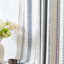 jinchan 100% Blackout Curtains 63 Inches Long for Bedroom, Boho Insulated Curtains Blue Printed on Beige Geometric Drapes Back Tab Rod Pocket Room Darkening Retro Farmhouse Pattern 2 Panels