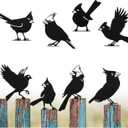 Shimeyao 8 Pcs Metal Bird Cardinal Garden Decor Outdoor Black Metal Birds Cardinal Gifts Yard Art Figurine Silhouette Statues Ornaments Christmas Decorations