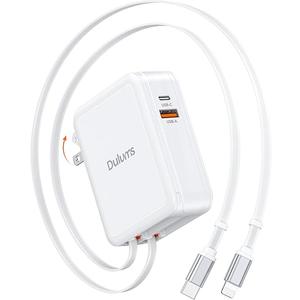 2026 Updated 40W Retractable Wall Charger,4 in 1 Retractable Phone Charger Wall Plug with 2.6FT Lightening+ Type C Cables,2-Port Travel Essentials Brick Multiport for iPhone 17/16/15, Galaxy,LG,Moto