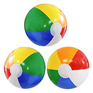 Lamnhin 16'' Beach Balls for Kids - 3 Pack Beach Ball Bulk Inflatable Pool Beach Balls Bulk Hawaiian Tropical Theme Party Decorations Favors Supplies