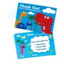 TINYMILLS Dinosaur Birthday Fill In The Blanks Thank You Cards with Envelopes Set (Pack of 20) Premium Double Sided Cardstock Notes Birthday Thank You Cards