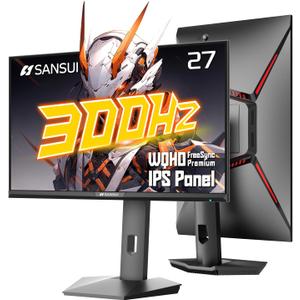 SANSUI 27 inch 1440p 300Hz 240Hz Gaming Monitor, WQHD Fast IPS 1ms Computer Monitor, FreeSync Premium | Brightness 400Nits | 130% sRGB | 10Bits | HDR | ErgoStand | VESA Mount | 2DP 1.4 & 2HDMI 2.1