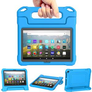 Fire HD 8 & Fire HD 8 Plus Tablet Case for Kids(12th/10th Gen, 2024/2022/2020) - DJ&RPPQ Lightweight Shockproof Cover with Handle Stand for Fire HD 8/Plus/Kids/Pro Tablet Also for Sony Nokia - Blue (bule)