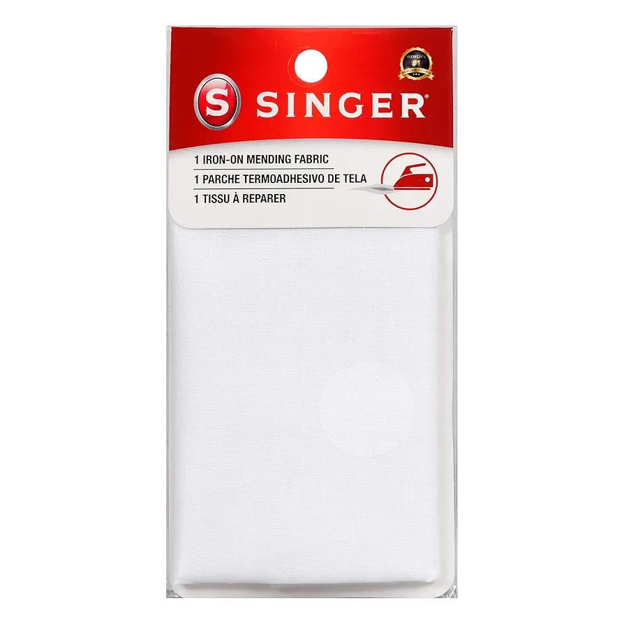 SINGER 00097 Iron-On Mending Fabric, Fabric Patch for Mending ClothesWhite, White