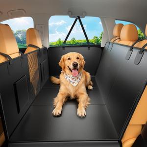 XL Hard Bottom Dog Car Seat Cover, 58"×69", Waterproof PU Leather