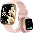 Fitpolo Smart Watch for Women, 1.85" AMOLED Fitness Tracker with Bluetooth Call, Heart Rate/Sleep/SPO Monitor, 100+ Sports Modes, 3ATM Waterproof Smartwatch for Android/iPhone, Includes 2 Bands (Light Pink)