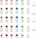 30 Pcs Precision Tip Applicator Bottles, 0.5 Ounce Translucent Glue Bottles, with 5 Mini Funnel, Multicolor Lids
