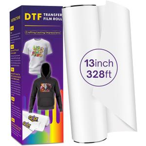 Colorfairy DTF Transfer Film Roll 13" x 328', A3+ Double-Sided Matte PET Heat Transfer Paper, Universal for All T-Shirts & Dark Fabrics, Vibrant Colors, Easy Peel Hot/Cold