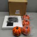 4 Pack Halloween Pumpkin Pathway Solar Lights, Orange Yard Stake String Lights Halloween Outdoor Decorations, Waterproof LED Pumpkin Halloween Dcor Walkway Lights