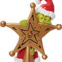 Department 56 Dr. Seuss Grinch Hiding Behind Star Sculpted Christmas Tree Topper, 8.5 Inch, Multicolor