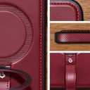 Butaiga for iPhone 17 Pro Max Leather Case with Stand, Anti-Slip Grip Ring, Fits for MagSafe (Burgundy, iPhone 17 Pro Max)