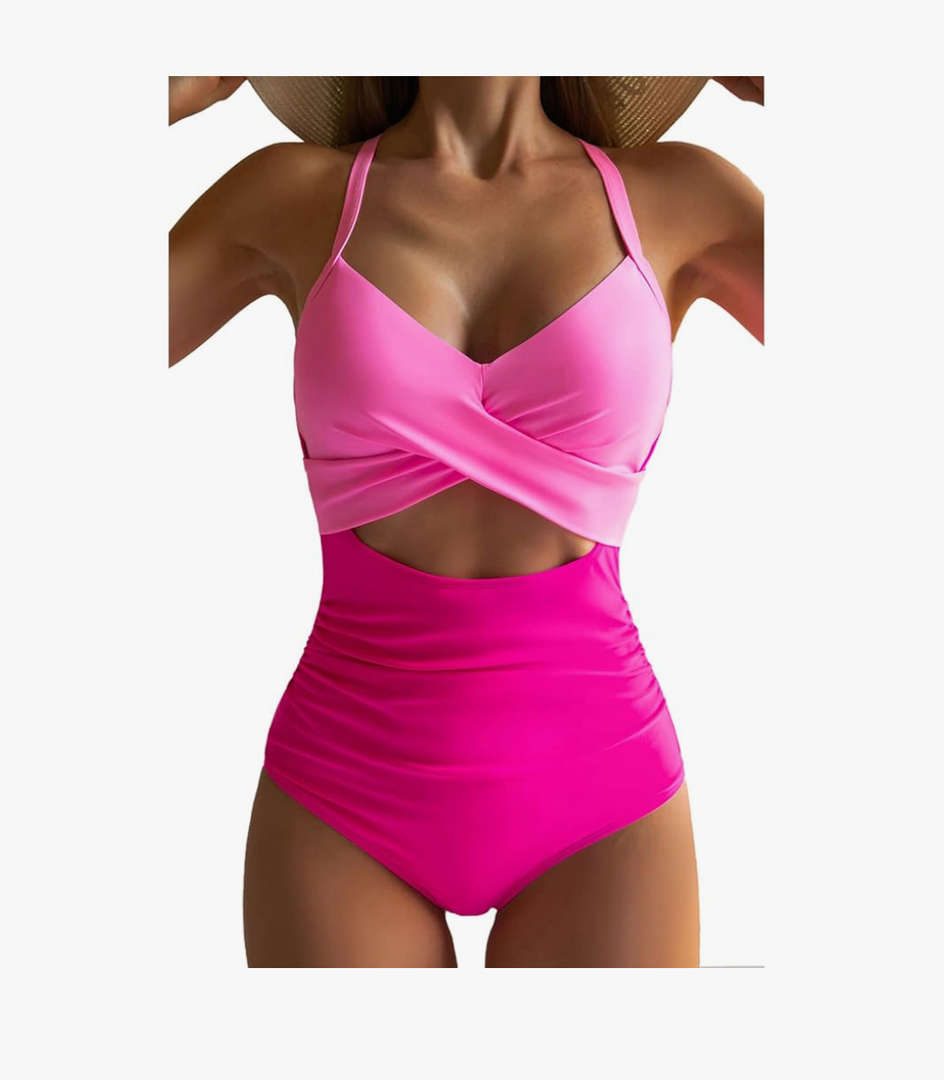 Eomenie Women's One Piece Swimsuits Tummy Control Cutout High Waisted Bathing Suit Wrap Tie Back 1 Piece Swimsuit XL