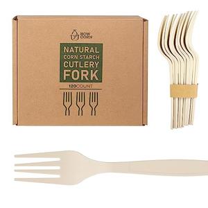 How Corn Biodegradable Forks - 120 Pack Disposable Cutlery Set - Heavy Duty Compostable Plastic Silverware for Home, Restaurant, and Eco-Friendly Individuals