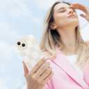 KANGHAR Compatible with iPhone 14 Case, Silicone Checkered Cute Pattern, Camera Protection Soft Slim Phone Case for Girls Women -White