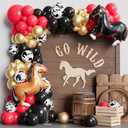 Western Cowboy Red Black Balloons Arch Garland Kit, 131Pcs Derby Day Balloons Run for the Roses Horse Racing Decorations, Kentucky Birthday Party Supplies