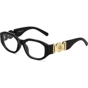 FEISEDY Trendy Blue Light Reading Glasses for Women and Men, Vintage 90s Anti-Glare Readers B0317 Black,2.5x