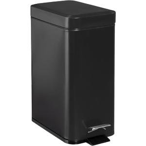 Step Pedal Small Bathroom Trash Can With Lid,6 Liter / 1.6 Gallon Stainless Steel Bathroom Garbage Can,Mini Rectangle Trashcans for Bedroom,Toilet,Living Room and Office Covered Waste Basket,Black Step Pedal Small Bathroom Trash Can With Lid,6 Liter / 1.6 Gallon Stainless Steel Bathroom Garbage Can,Mini Rectangle Trashcans for Bedroom,Toilet,Living Room and Office Covered Waste Basket,Black