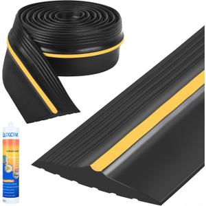 MYFAMIREA 10FT Garage Door Bottom Threshold Seal Strip with 300ml Black Adhesive/Sealant, Universal Rubber DIY Bottom Floor Threshold Seal, Weatherproofing Weather Stripping Replacement