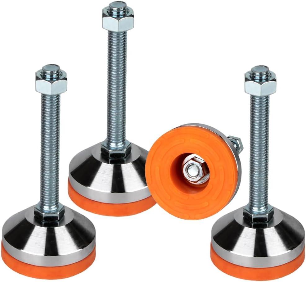 Heavy Duty Leveling feet,Leg Leveler 2.36" Dia Base,Adjustable Leveling feet M12 Thread, 1300 Lb Capacity,Capacity for Workbench, Machine, Cabinet, (D60xM12x100,4 Pack)