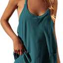 Zhiyouni Women's Summer Sleeveless Mini Dress V Neck Spaghetti Straps Athletic Built-in Shorts Sundress (Green, S)