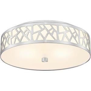 2-Light Flush Mount Ceiling Light,12 inch Modern Ceiling Light Fixture with Brushed Nickel Metal and Frosted Glass Shade for Hallway, Kitchen, Bedroom, 12-inch-1PK