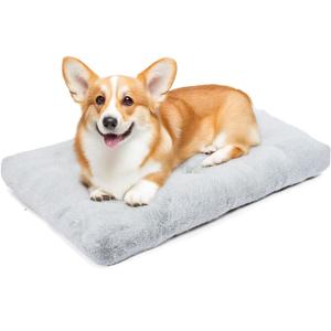 Amazon Basics Medium Dog Bed for Crate, Washable Medium Dog Mat for Pet Kennel, Anti-Slip, 36x23x3.5 Inches (Light Gray)