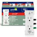 Leviton Lever Edge 15 Amp Tamper-Resistant Duplex Wall Outlet, 10-Pack, E5325-MW, White
