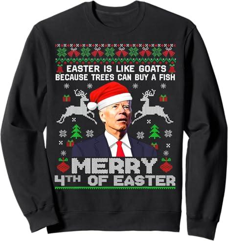 Joe Biden Happy 4th Easter Ugly Christmas Sweater For Women Sweatshirt M
