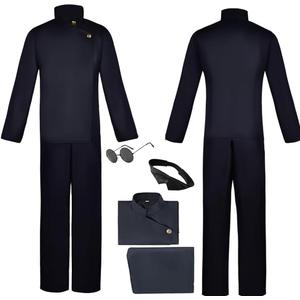 Men Costume Outfit Men Uniform Black Set Top Pants Halloween (Small)