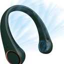CIVPOWER Neck Fan: Portable Personal Neck Cooling Rechargeable Bladeless Fan - Hands Free 3 Speed 4000 mAh Battery USB Operated Wearable Headphone Design - for Men Women Outdoor Indoor (Dark Green)