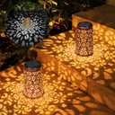 JSOT Solar Lanterns - Solar Lanterns Lights Outdoor Waterproof Gift for Women Mom Grandma, Metal Hanging Lights Decorative for Patio Garden Yard Backyard Porch Table Tree , Cool/Warm Light, 2 Pack