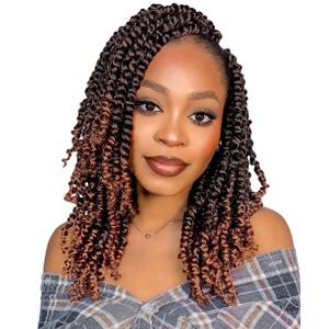 BOHOBABE Pre-twisted Passion Twist Crochet Hair 14 Inch Short Pre-looped Crochet Passion Twist Braiding Hair 8 Packs (T30)